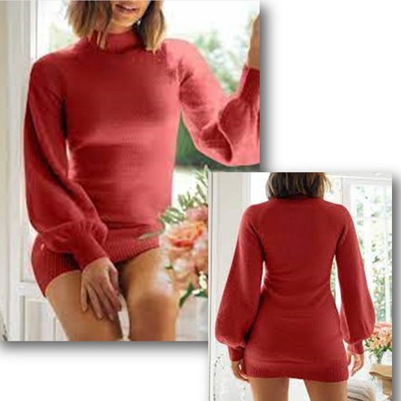 ANRABESS Mock Neck Long Sleeve Mini Dress  NEW!! - Picture 2 of 10